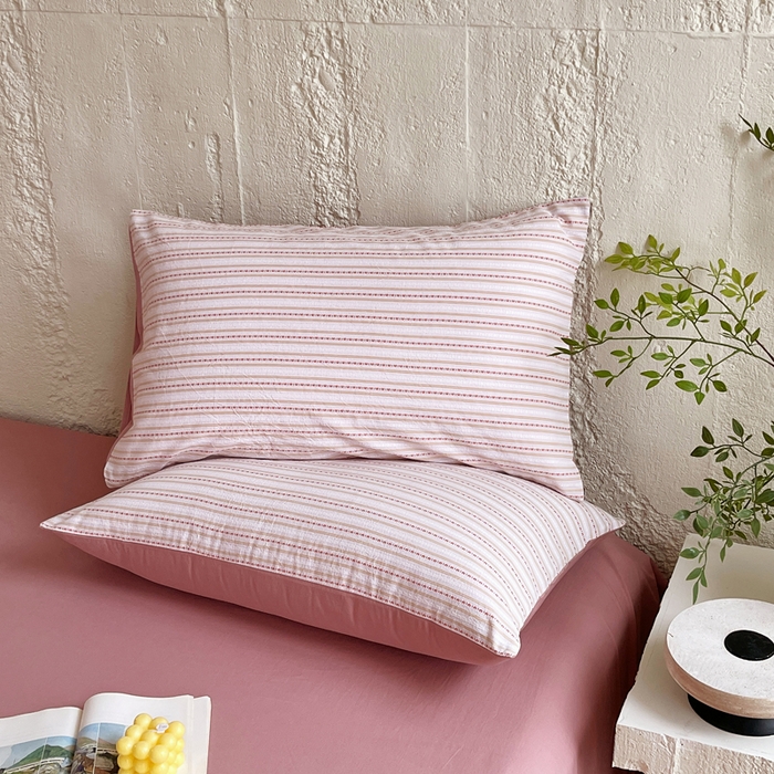 91家纺网 家纺一手货源 找家纺 （总）春皖家纺 2025春夏新款全棉纯棉色织提花斜纹水洗棉单枕套 枕套单件