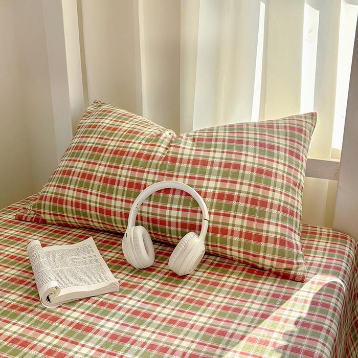 91家纺网 家纺一手货源 找家纺 百寐2025年全棉双层纱床单 安格红