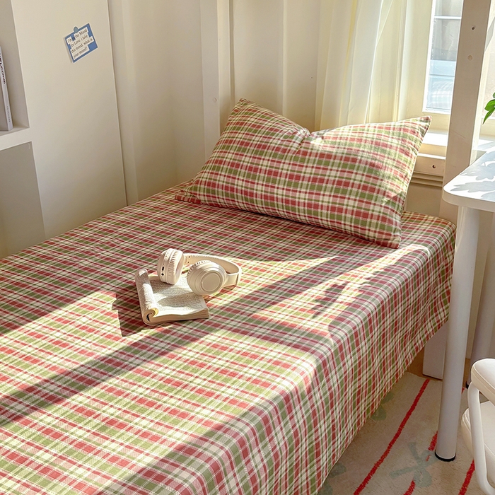 91家纺网 家纺一手货源 找家纺 百寐2025年全棉双层纱床单 安格红