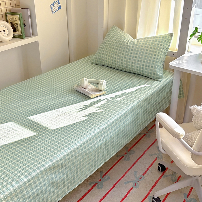 91家纺网 家纺一手货源 找家纺 百寐2025年全棉双层纱床单 薄荷苏打