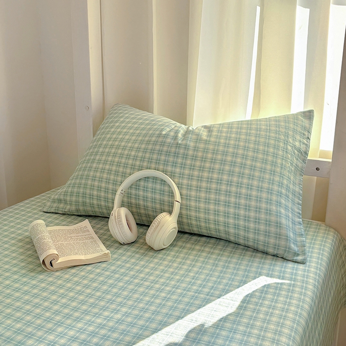 91家纺网 家纺一手货源 找家纺 百寐2025年全棉双层纱床单 薄荷苏打