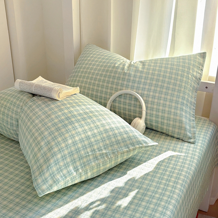 91家纺网 家纺一手货源 找家纺 百寐2025年全棉双层纱床单 薄荷苏打