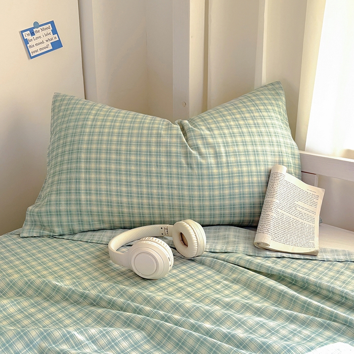 91家纺网 家纺一手货源 找家纺 百寐2025年全棉双层纱床单 薄荷苏打