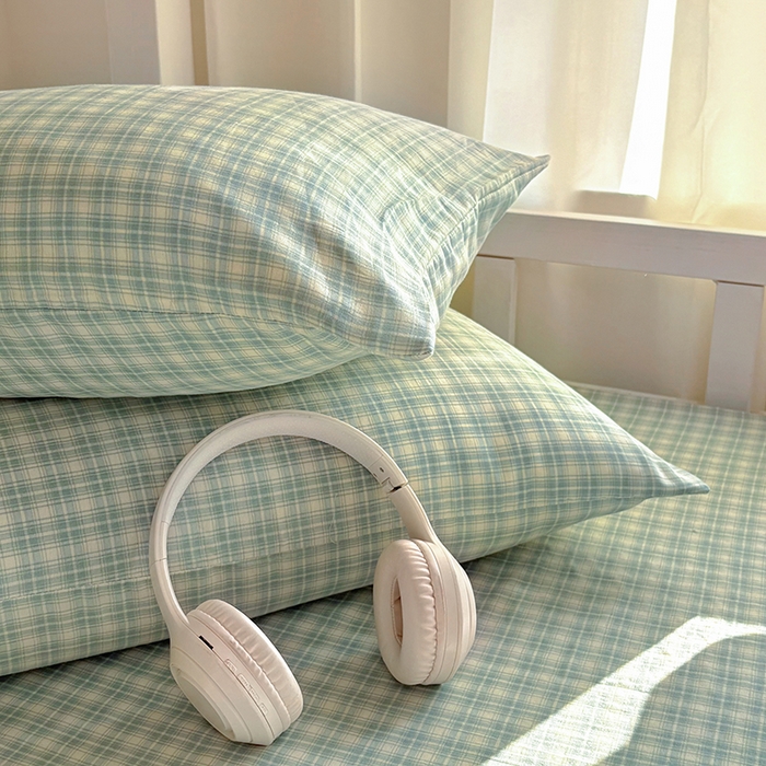 91家纺网 家纺一手货源 找家纺 百寐2025年全棉双层纱床单 薄荷苏打