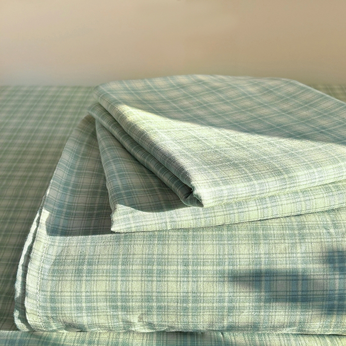 91家纺网 家纺一手货源 找家纺 百寐2025年全棉双层纱床单 薄荷苏打