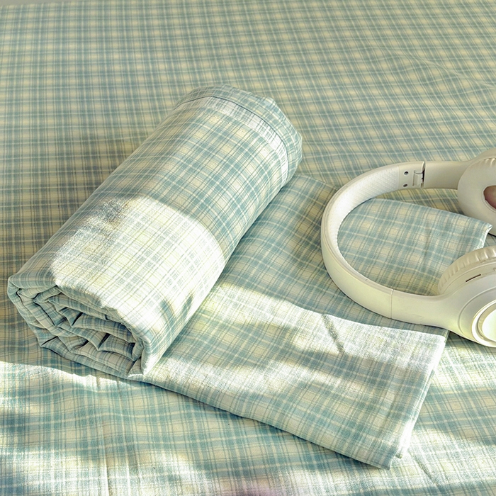 91家纺网 家纺一手货源 找家纺 百寐2025年全棉双层纱床单 薄荷苏打