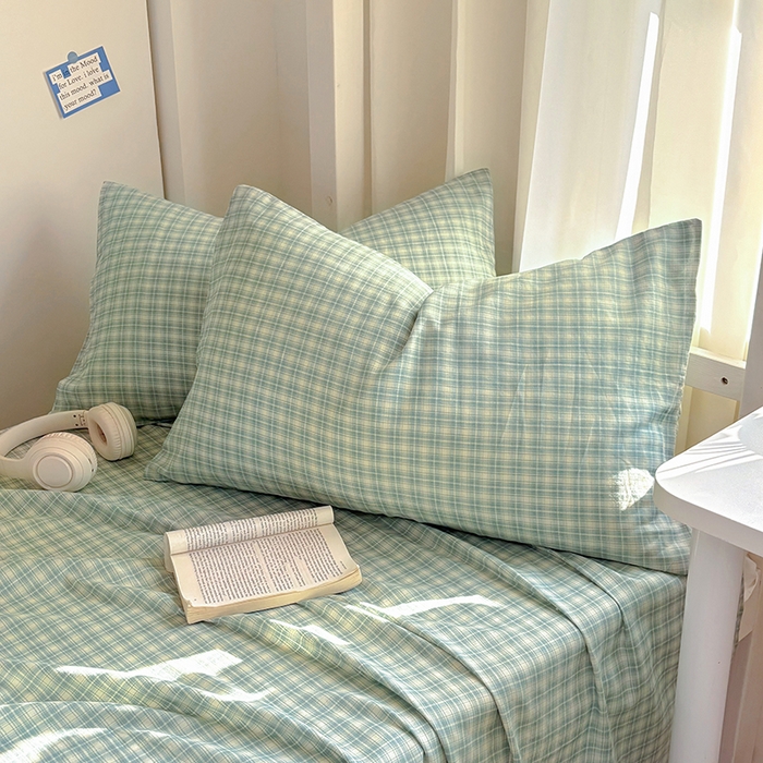 91家纺网 家纺一手货源 找家纺 百寐2025年全棉双层纱床单 薄荷苏打