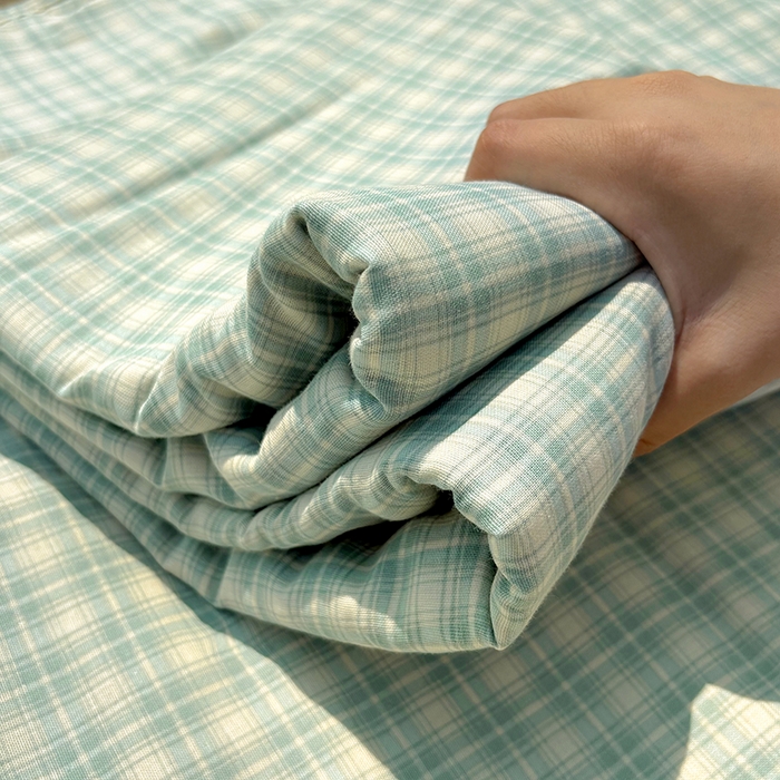 91家纺网 家纺一手货源 找家纺 百寐2025年全棉双层纱床单 薄荷苏打