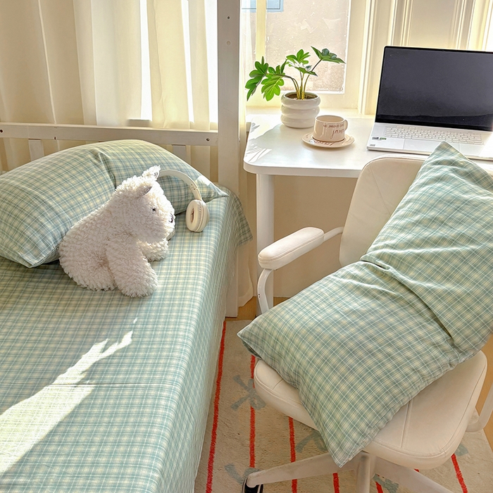 91家纺网 家纺一手货源 找家纺 百寐2025年全棉双层纱床单 薄荷苏打