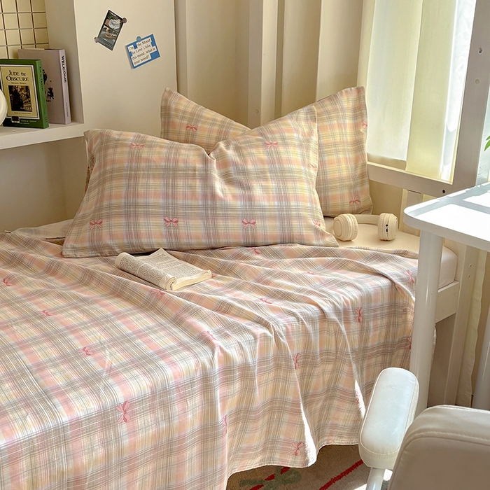 91家纺网 家纺一手货源 找家纺 百寐2025年全棉双层纱床单 甜心结