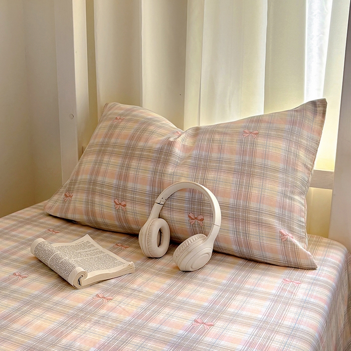 91家纺网 家纺一手货源 找家纺 百寐2025年全棉双层纱床单 甜心结