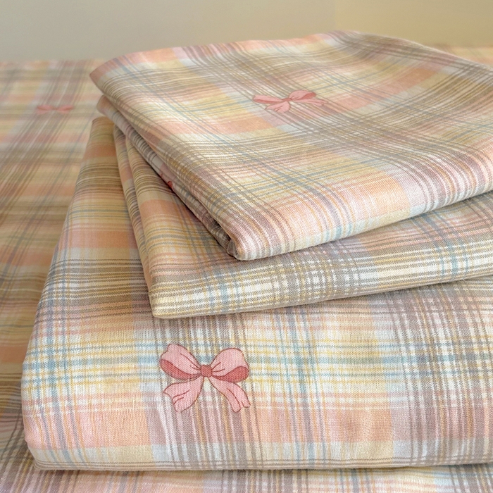 91家纺网 家纺一手货源 找家纺 百寐2025年全棉双层纱床单 甜心结