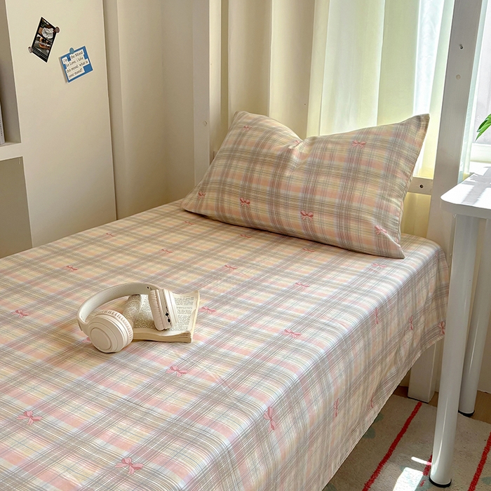 91家纺网 家纺一手货源 找家纺 百寐2025年全棉双层纱床单 甜心结