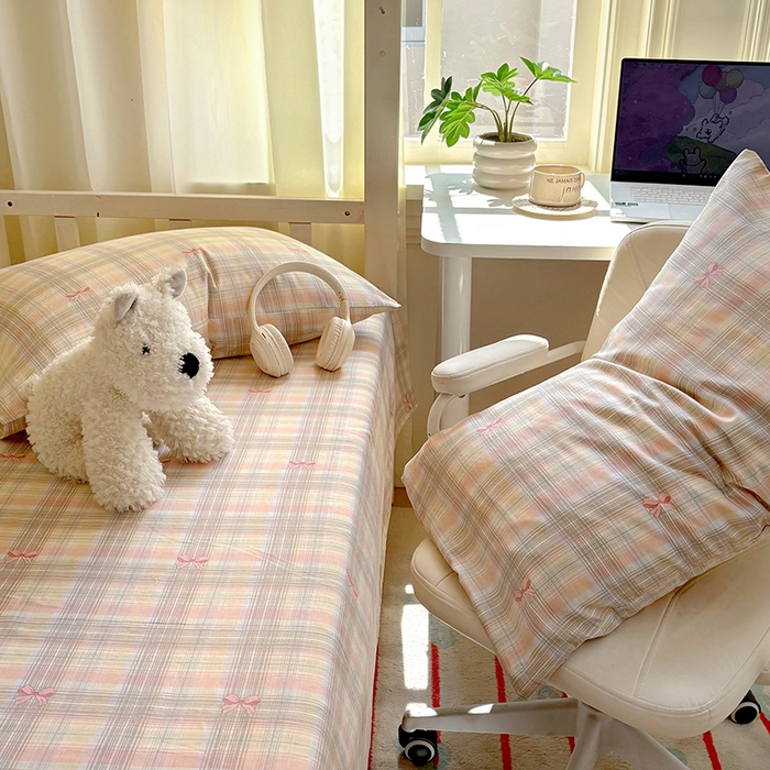 91家纺网 家纺一手货源 找家纺 百寐2025年全棉双层纱床单 甜心结