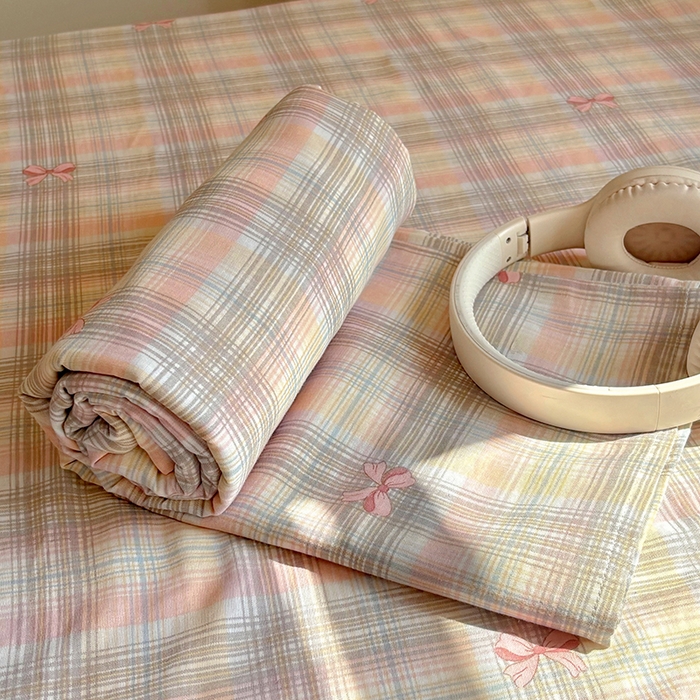 91家纺网 家纺一手货源 找家纺 百寐2025年全棉双层纱床单 甜心结