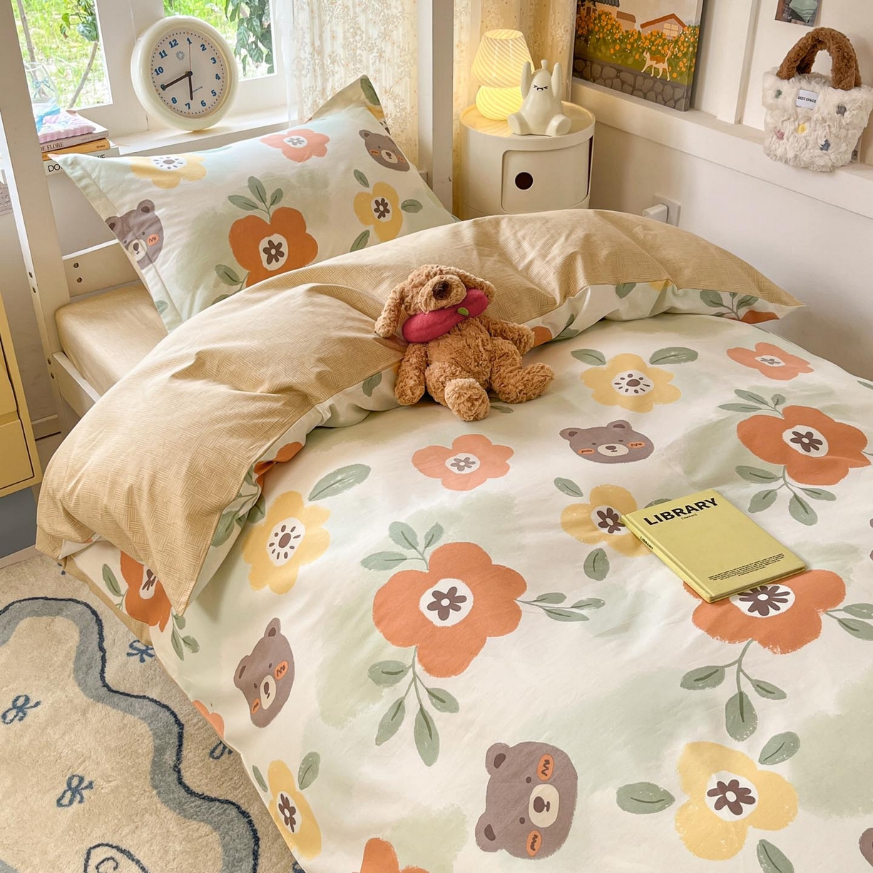 91家纺网 家纺一手货源 找家纺 涵宸家纺 2025新款学生图-全棉印花-ins印花三件套四件套 繁简