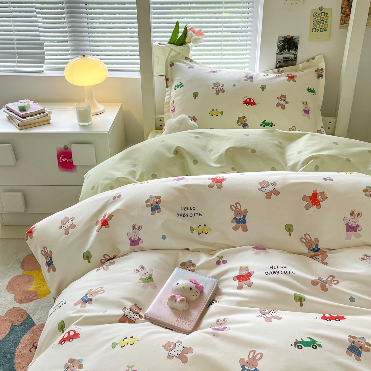 91家纺网 家纺一手货源 找家纺 涵宸家纺 2025新款学生图-全棉印花-ins印花三件套四件套 森岛精灵