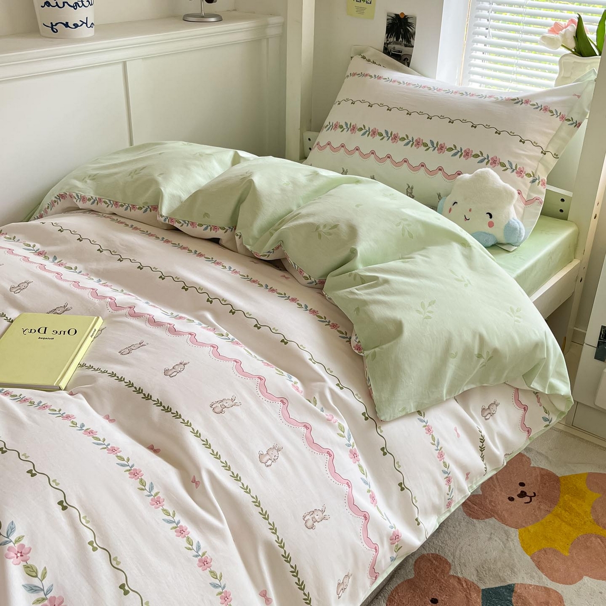 91家纺网 家纺一手货源 找家纺 涵宸家纺 2025新款学生图-全棉印花-ins印花三件套四件套 辛德瑞拉