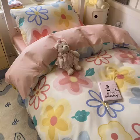 91家纺网 家纺一手货源 找家纺 （总）涵宸家纺 2025新款学生图-全棉印花-ins印花三件套四件套