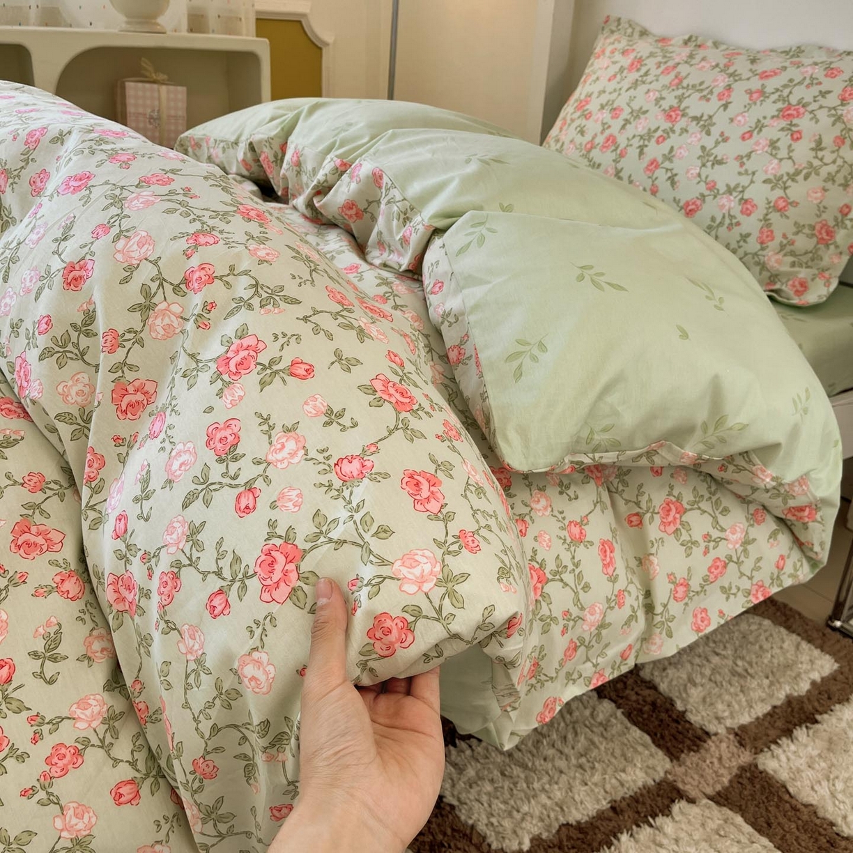 91家纺网 家纺一手货源 找家纺 涵宸家纺 2025新款学生图-全棉印花-ins印花三件套四件套 初恋旋律