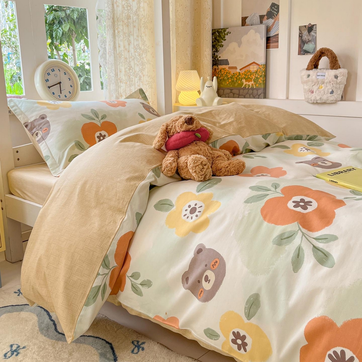 91家纺网 家纺一手货源 找家纺 涵宸家纺 2025新款学生图-全棉印花-ins印花三件套四件套 繁简