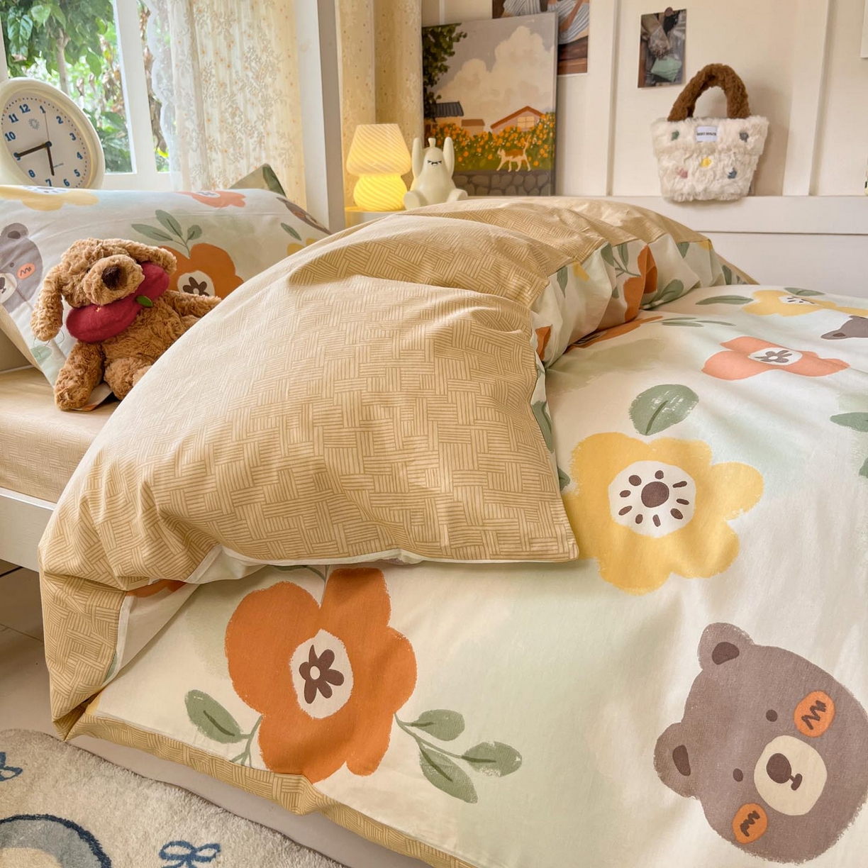 91家纺网 家纺一手货源 找家纺 涵宸家纺 2025新款学生图-全棉印花-ins印花三件套四件套 繁简