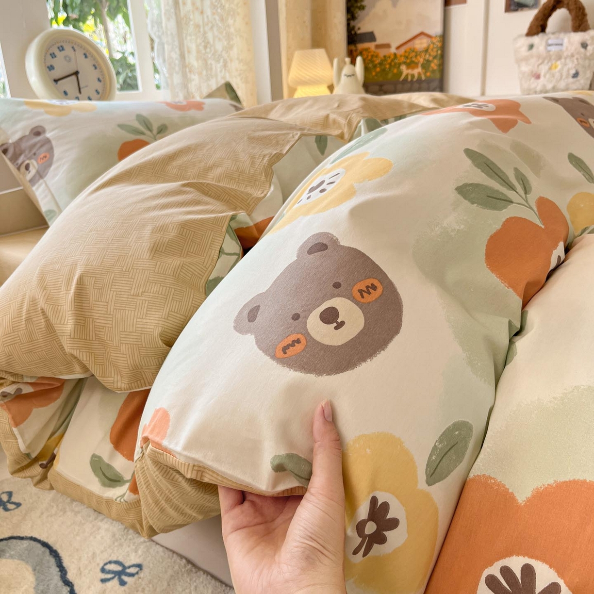 91家纺网 家纺一手货源 找家纺 涵宸家纺 2025新款学生图-全棉印花-ins印花三件套四件套 繁简