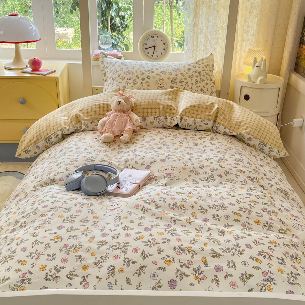 91家纺网 家纺一手货源 找家纺 涵宸家纺 2025新款学生图-全棉印花-ins印花三件套四件套 芳时甜心