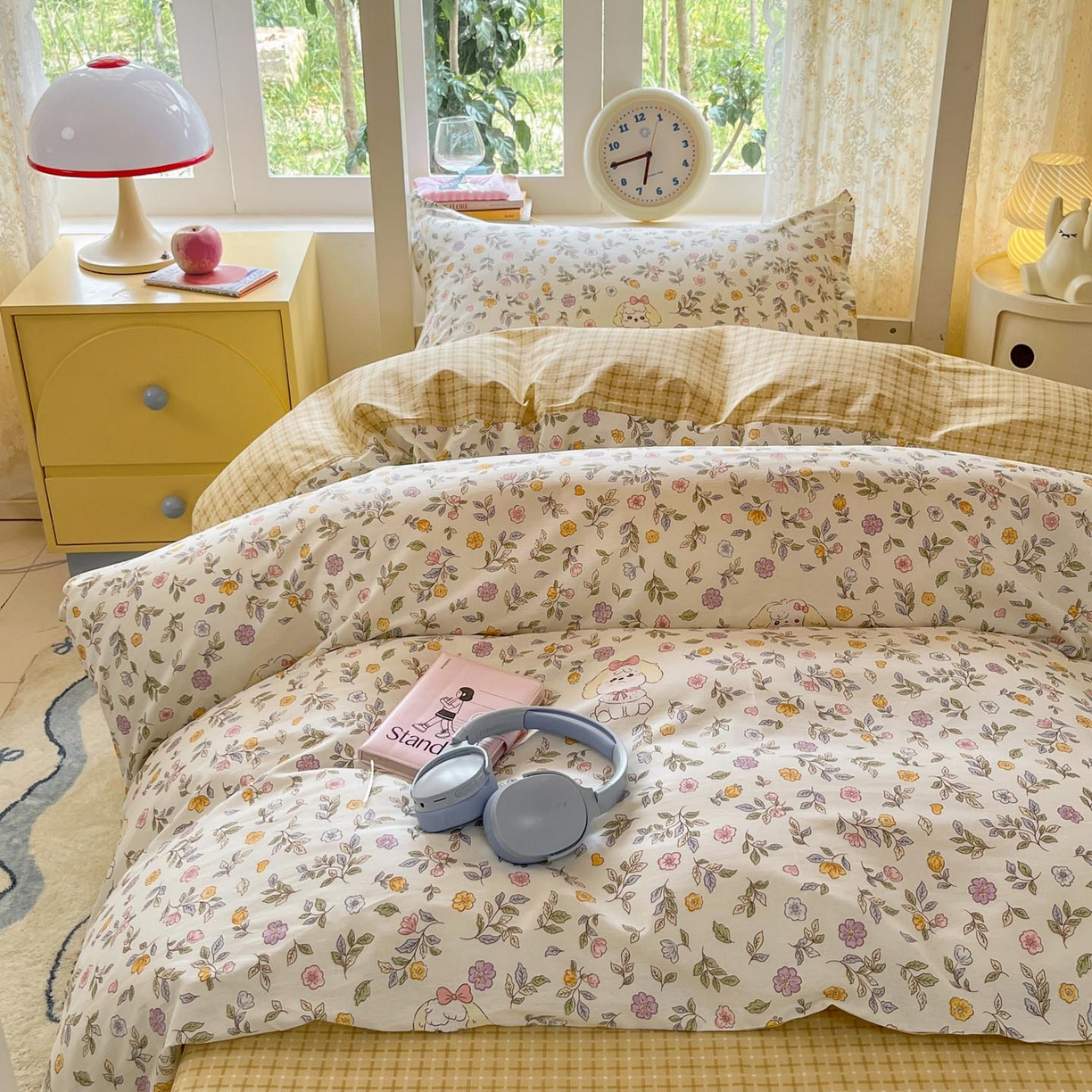 91家纺网 家纺一手货源 找家纺 涵宸家纺 2025新款学生图-全棉印花-ins印花三件套四件套 芳时甜心