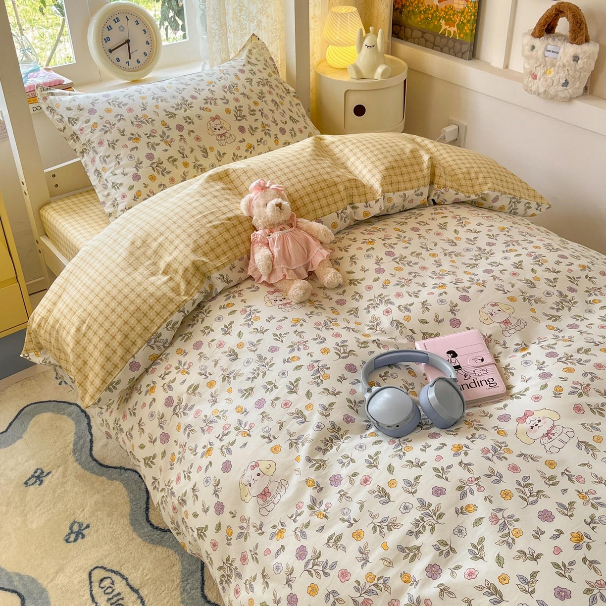 涵宸家纺 2025新款学生图-全棉印花-ins印花三件套四件套 芳时甜心