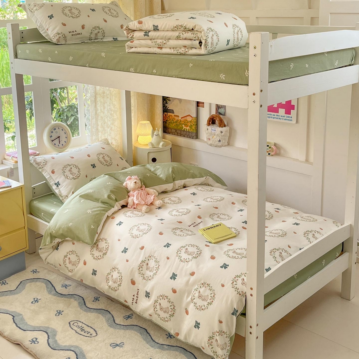 91家纺网 家纺一手货源 找家纺 涵宸家纺 2025新款学生图-全棉印花-ins印花三件套四件套 精灵乐园