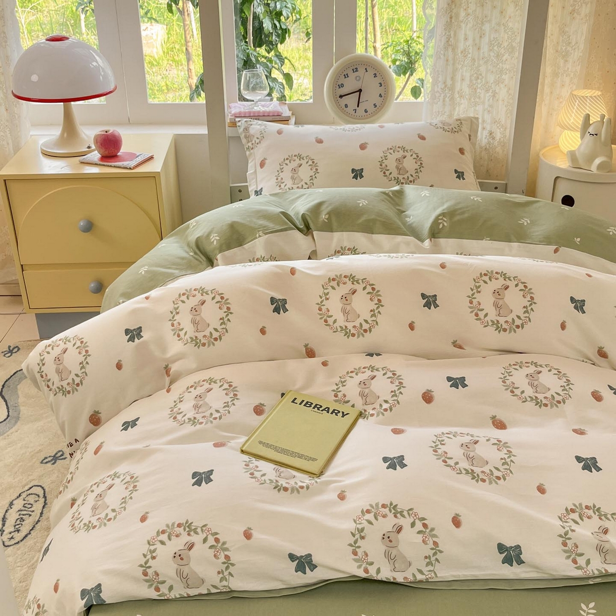 91家纺网 家纺一手货源 找家纺 涵宸家纺 2025新款学生图-全棉印花-ins印花三件套四件套 精灵乐园