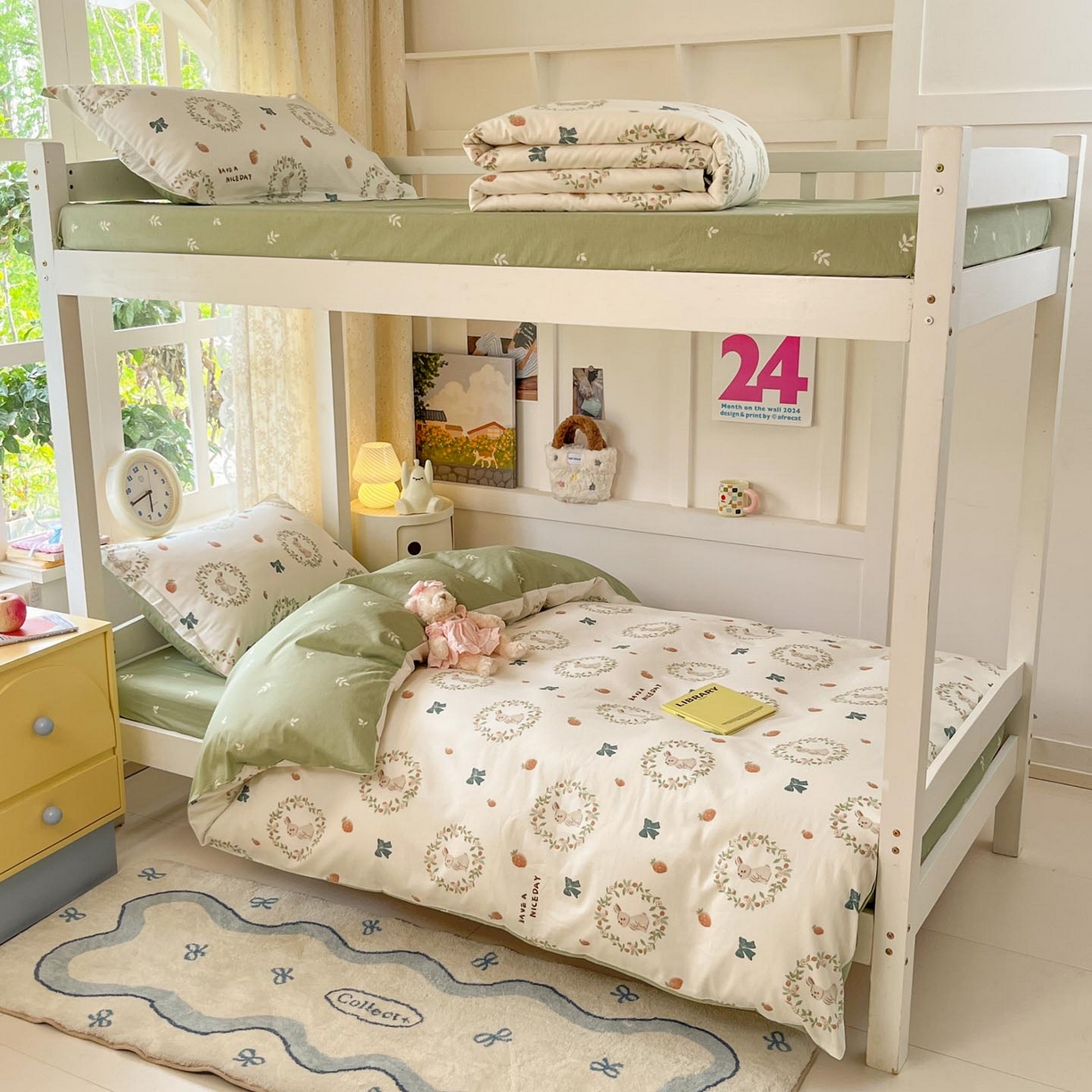 91家纺网 家纺一手货源 找家纺 涵宸家纺 2025新款学生图-全棉印花-ins印花三件套四件套 精灵乐园