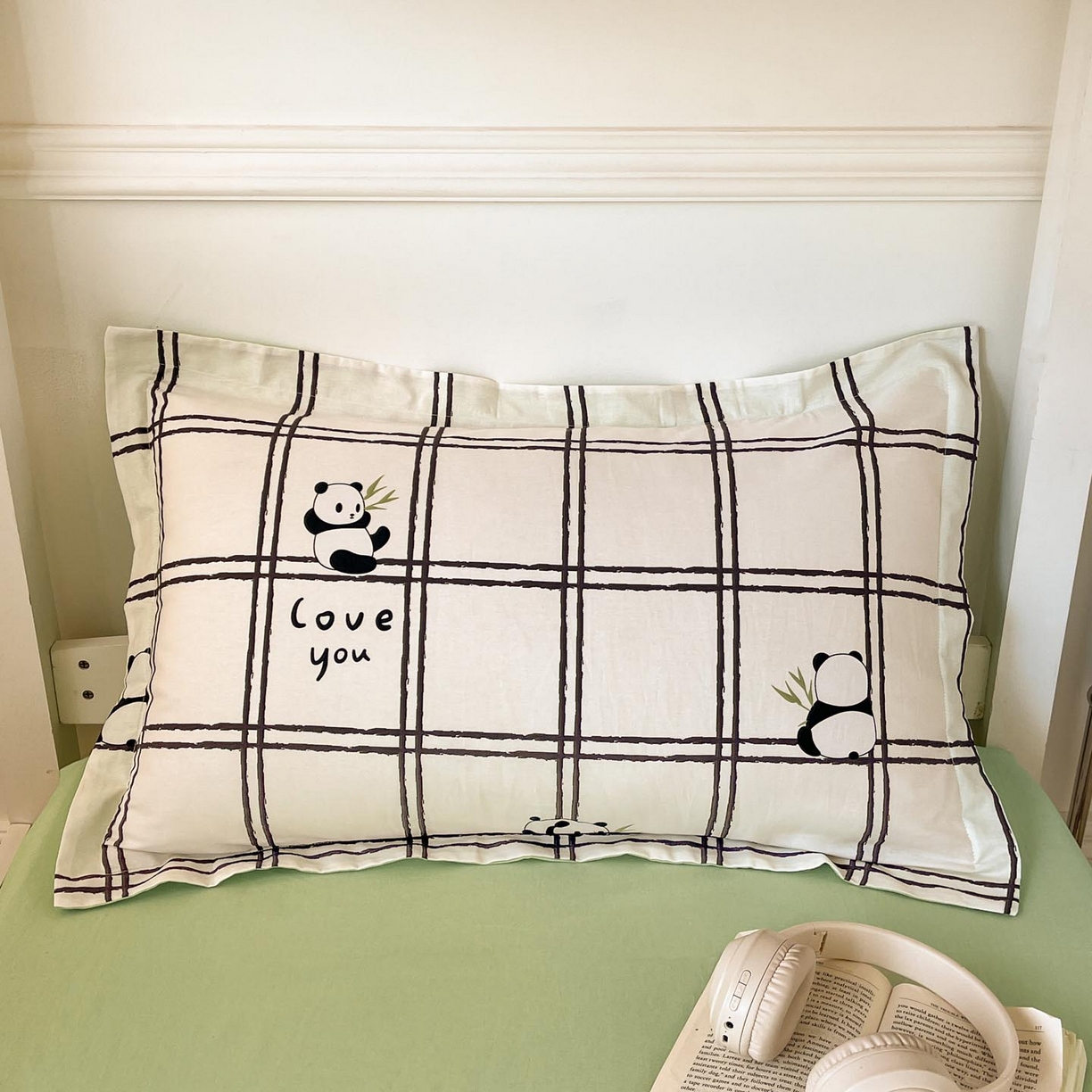 91家纺网 家纺一手货源 找家纺 涵宸家纺 2025新款学生图-全棉印花-ins印花三件套四件套 趣味熊猫