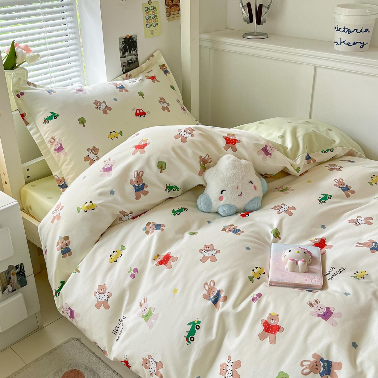 91家纺网 家纺一手货源 找家纺 涵宸家纺 2025新款学生图-全棉印花-ins印花三件套四件套 森岛精灵