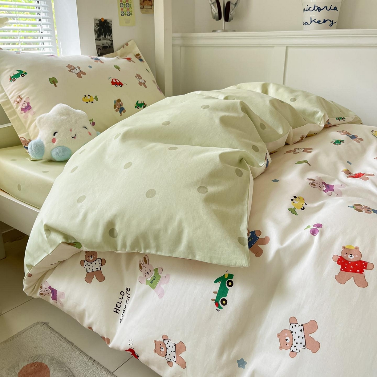 91家纺网 家纺一手货源 找家纺 涵宸家纺 2025新款学生图-全棉印花-ins印花三件套四件套 森岛精灵