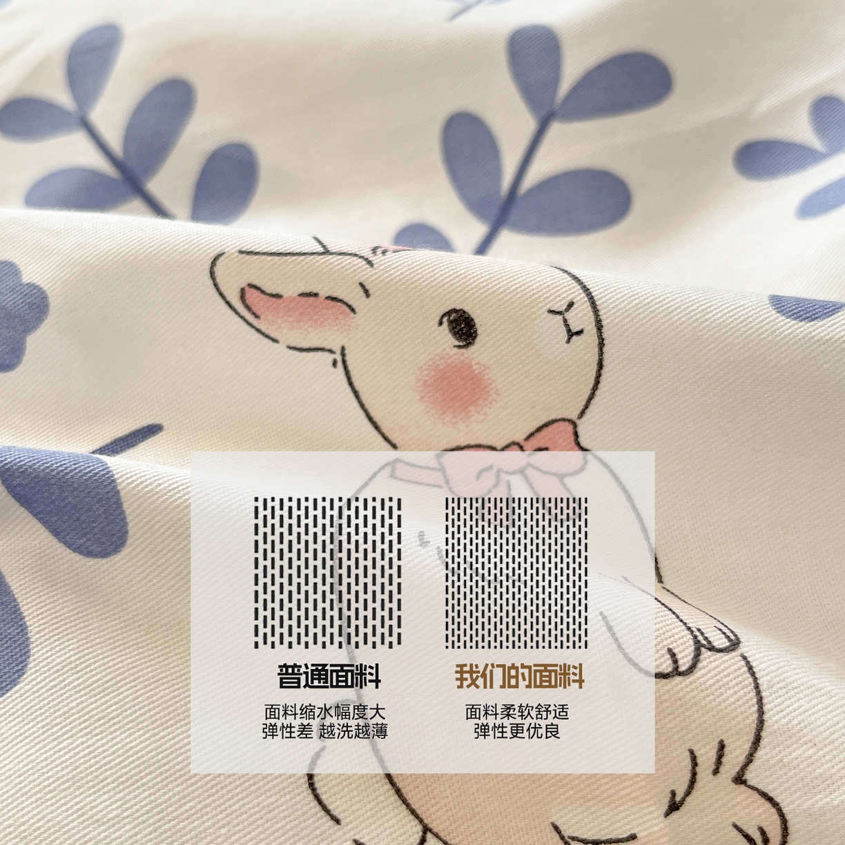 91家纺网 家纺一手货源 找家纺 涵宸家纺 2025新款学生图-全棉印花-ins印花三件套四件套 兔影