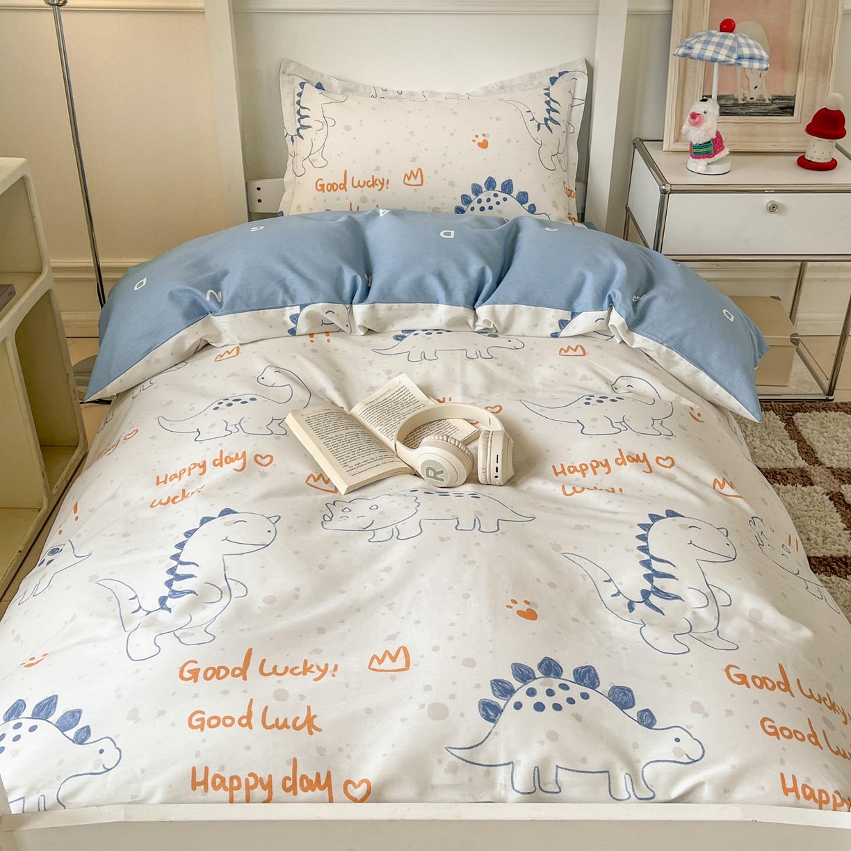 91家纺网 家纺一手货源 找家纺 涵宸家纺 2025新款学生图-全棉印花-ins印花三件套四件套 星球龙