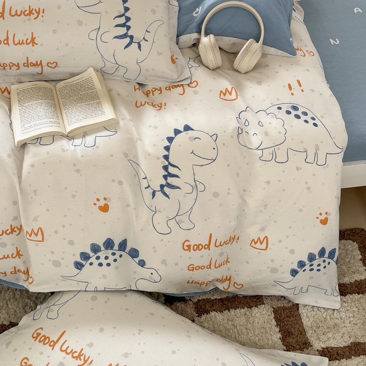 91家纺网 家纺一手货源 找家纺 涵宸家纺 2025新款学生图-全棉印花-ins印花三件套四件套 星球龙