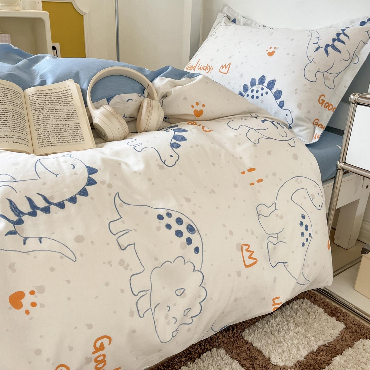 91家纺网 家纺一手货源 找家纺 涵宸家纺 2025新款学生图-全棉印花-ins印花三件套四件套 星球龙