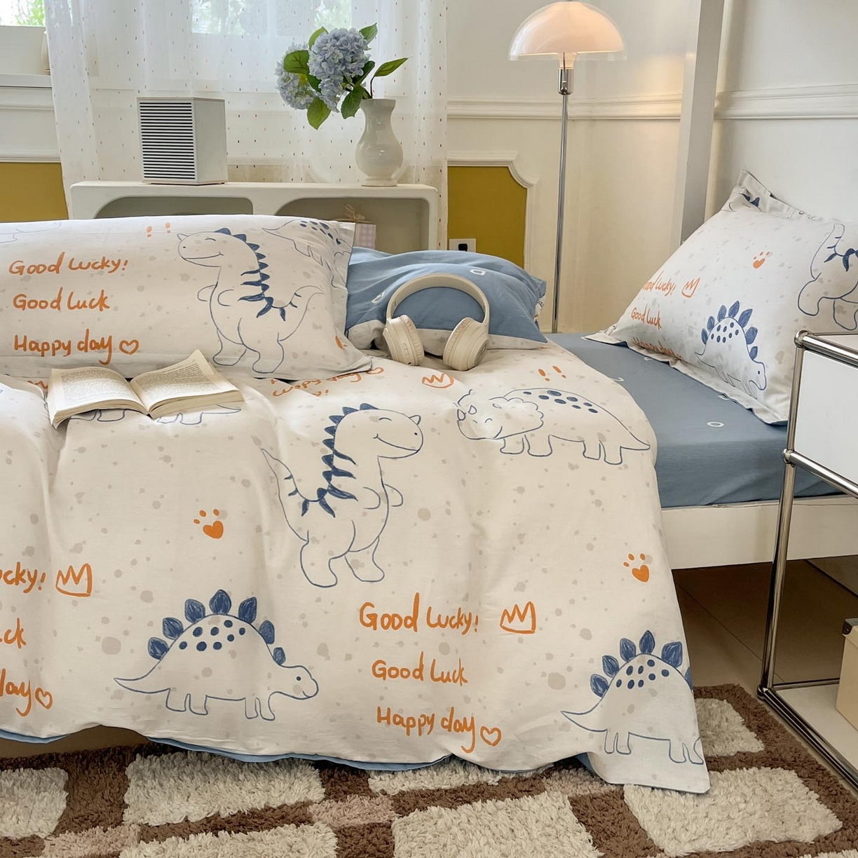 91家纺网 家纺一手货源 找家纺 涵宸家纺 2025新款学生图-全棉印花-ins印花三件套四件套 星球龙