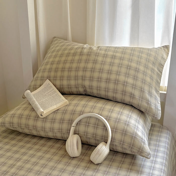 91家纺网 家纺一手货源 找家纺 百寐2025年全棉双层纱枕套 凯伦咖