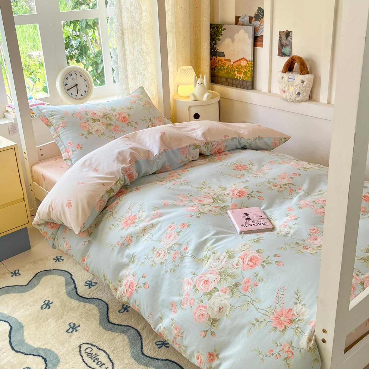 91家纺网 家纺一手货源 找家纺 （总）涵宸家纺 2025新款学生图-全棉印花-甜系三件套四件套