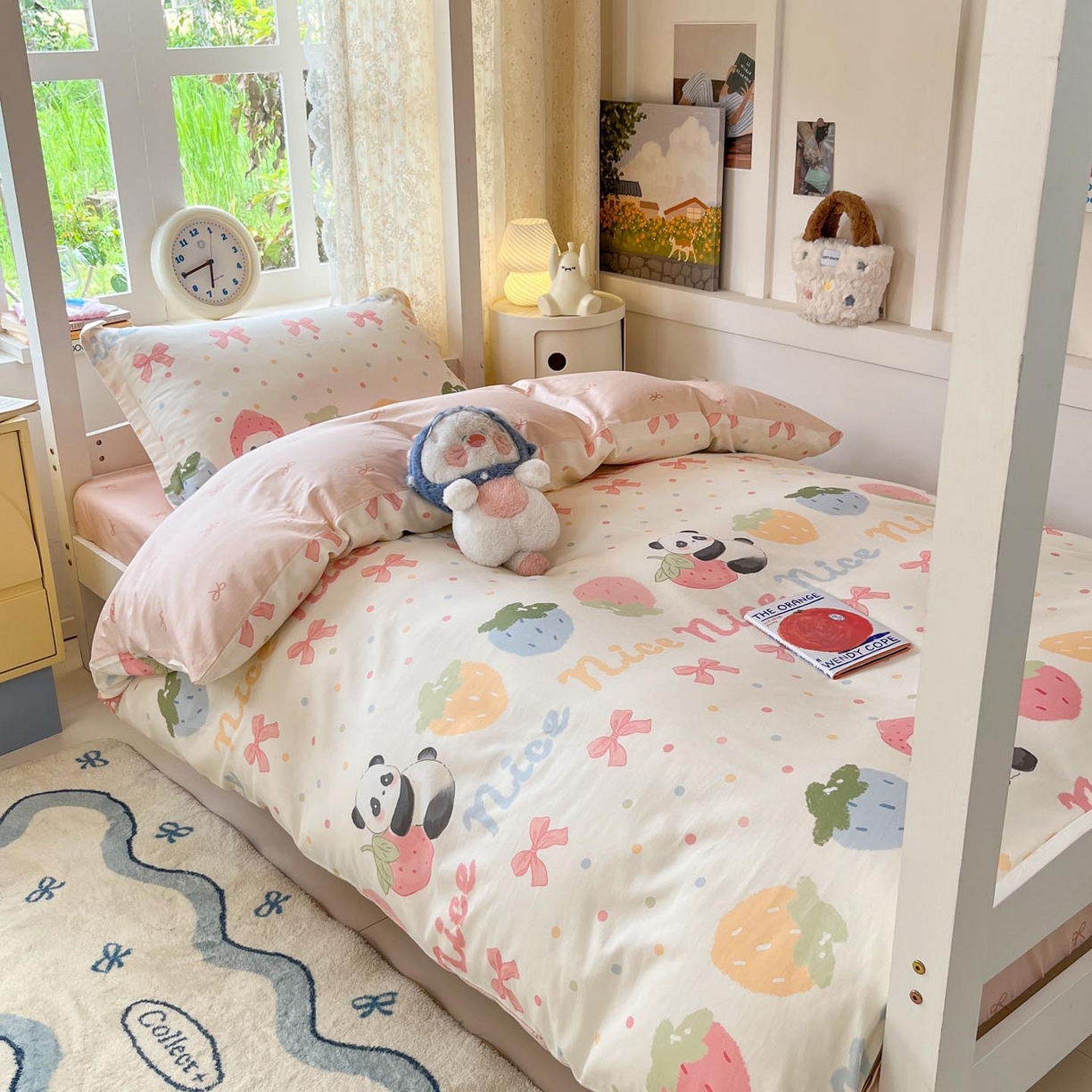 91家纺网 家纺一手货源 找家纺 （总）涵宸家纺 2025新款学生图-全棉印花-甜系三件套四件套