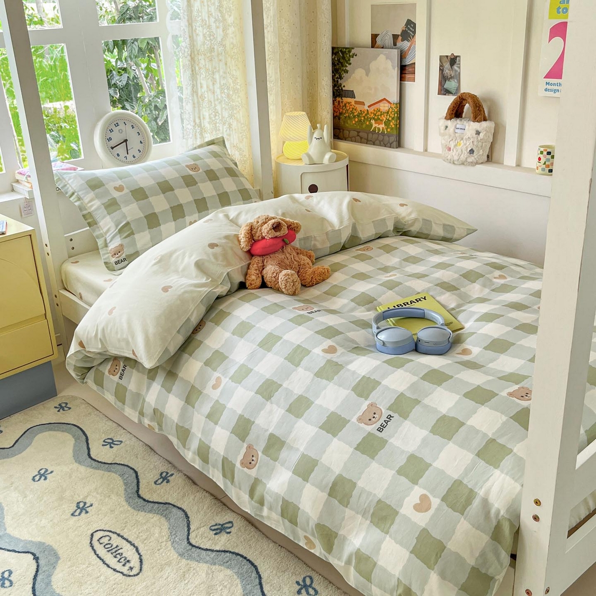 91家纺网 家纺一手货源 找家纺 （总）涵宸家纺 2025新款学生图-全棉印花-甜系三件套四件套