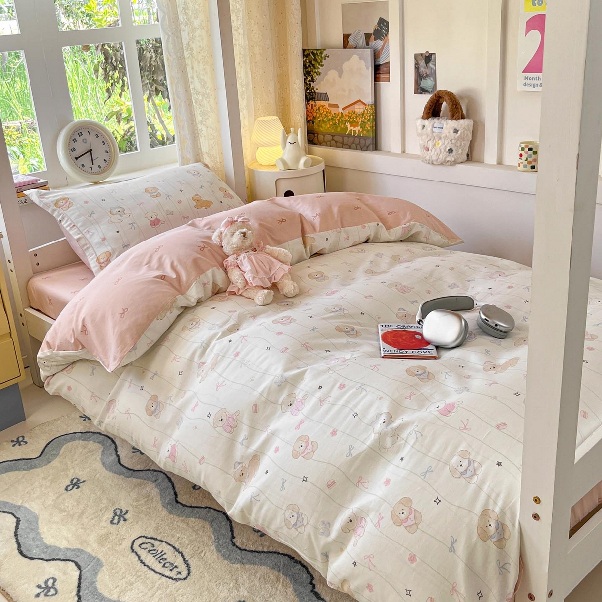 91家纺网 家纺一手货源 找家纺 （总）涵宸家纺 2025新款学生图-全棉印花-甜系三件套四件套