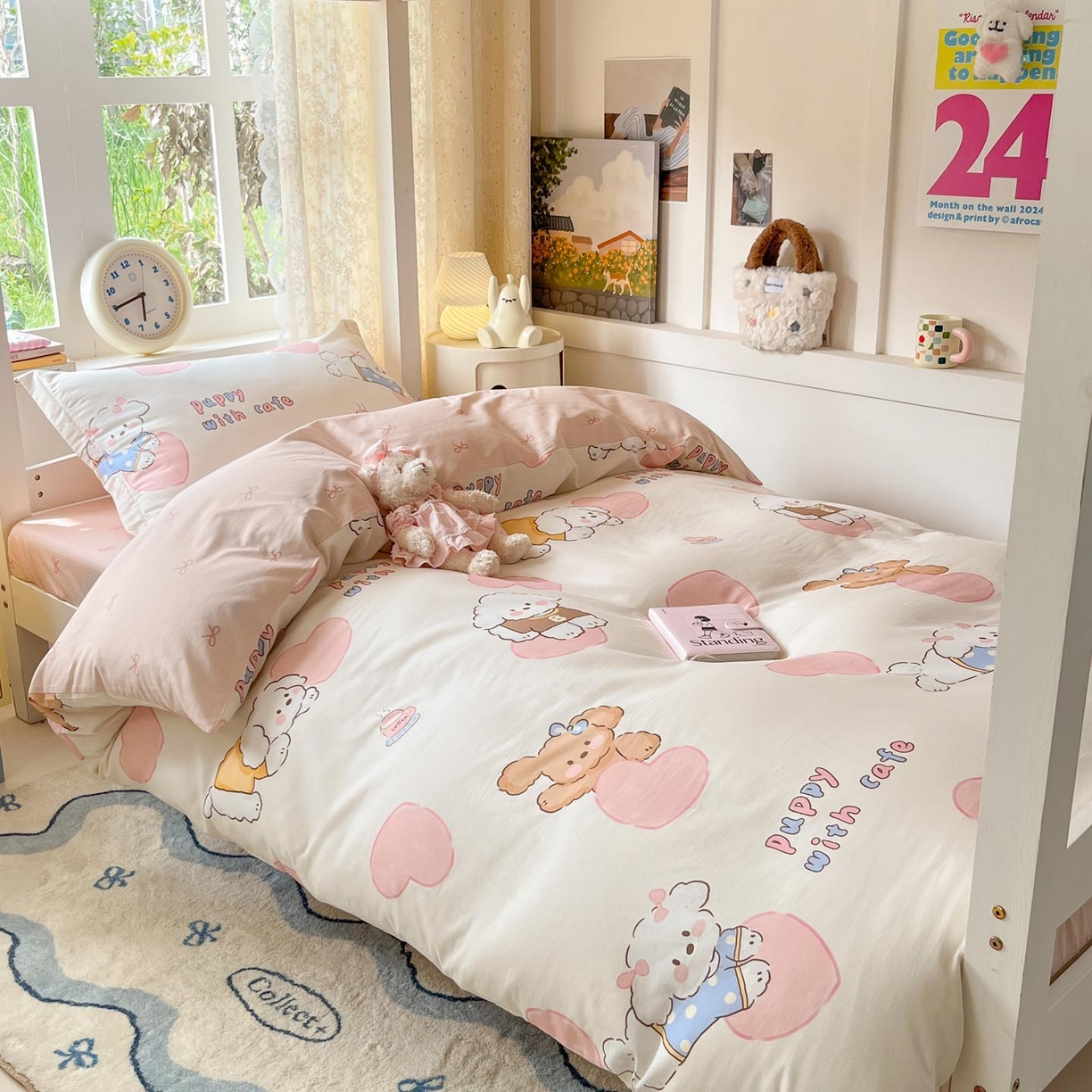 91家纺网 家纺一手货源 找家纺 （总）涵宸家纺 2025新款学生图-全棉印花-甜系三件套四件套