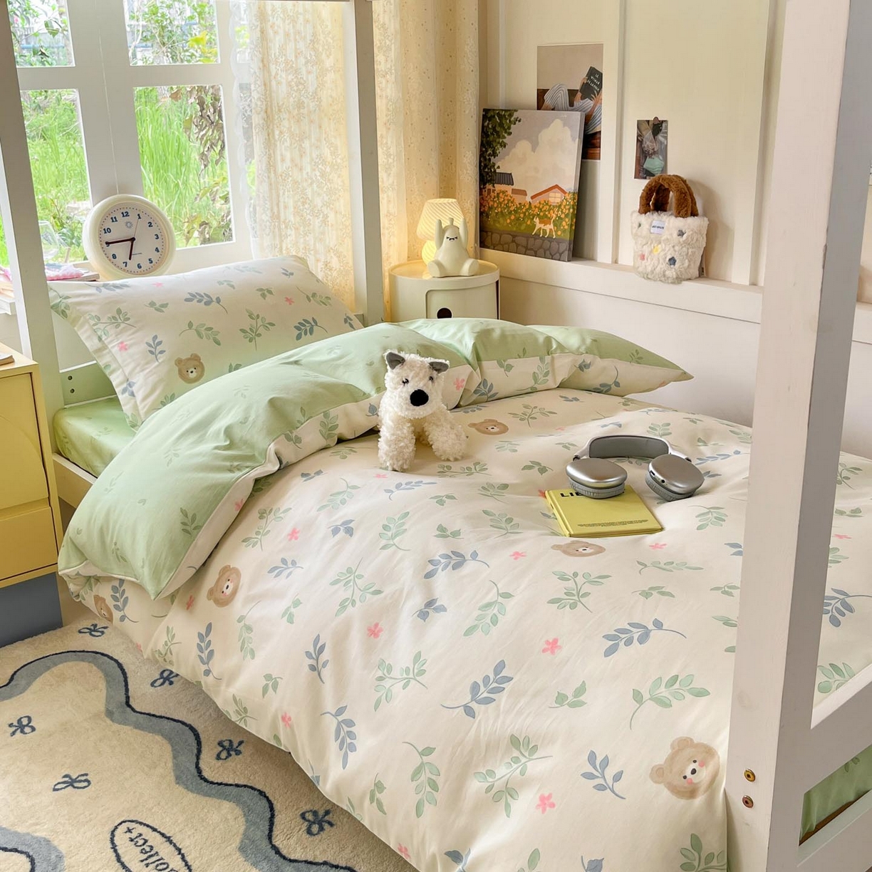 91家纺网 家纺一手货源 找家纺 （总）涵宸家纺 2025新款学生图-全棉印花-甜系三件套四件套