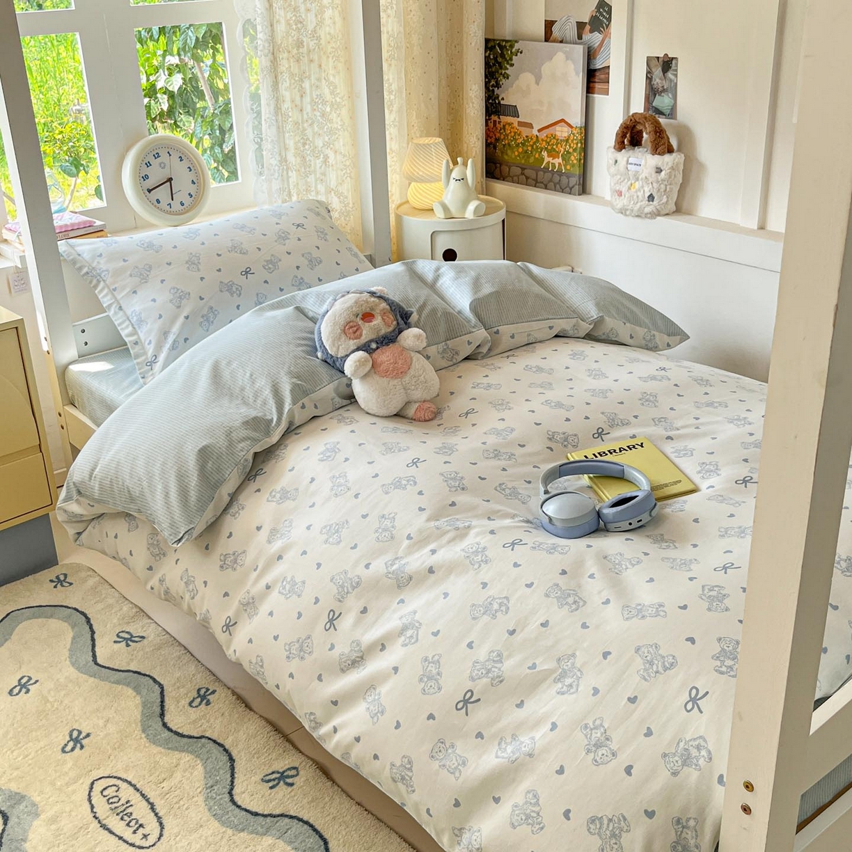 91家纺网 家纺一手货源 找家纺 （总）涵宸家纺 2025新款学生图-全棉印花-甜系三件套四件套