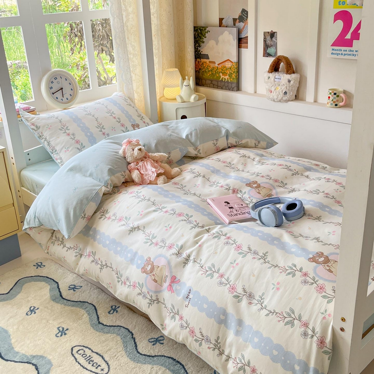 涵宸家纺 2025新款学生图-全棉印花-甜系三件套四件套 A静享时光